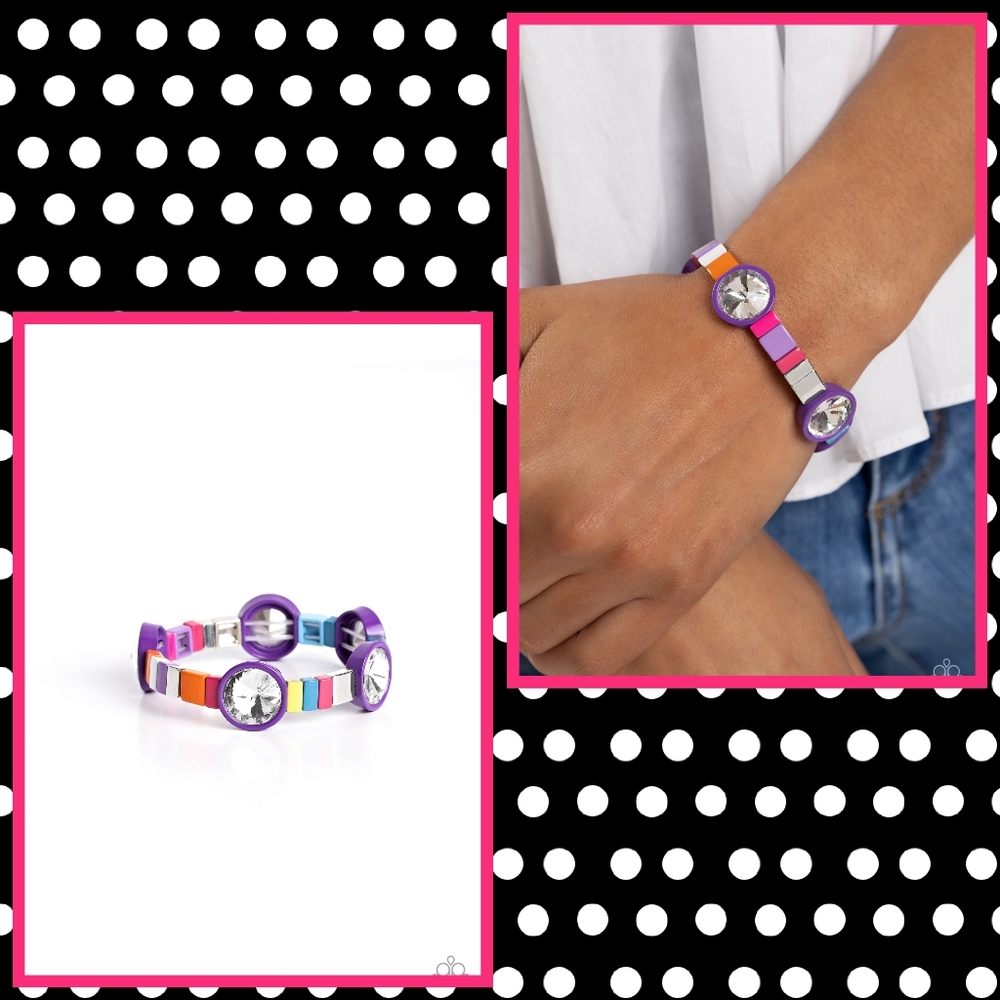 2/$10 Paparazzi Multicolored Madness - Purple Bracelet